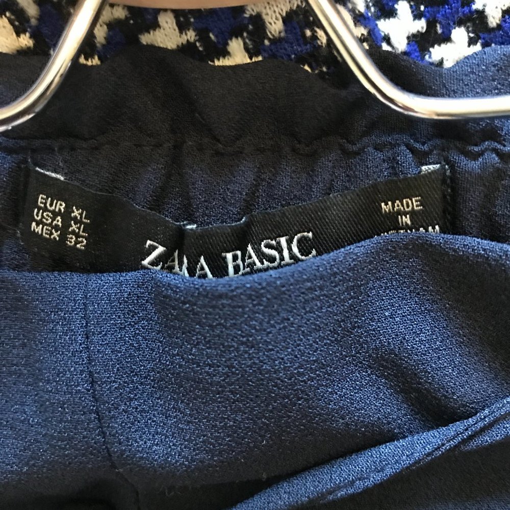 Zara Navy Blue Trousers Pants Elastic Waist XL - Picture 5 of 5
